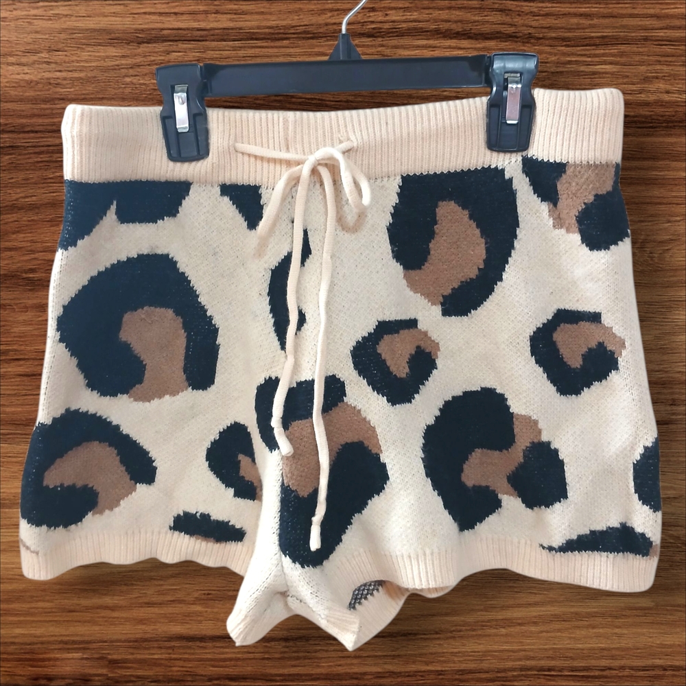 Leopard Print Knit Shorts